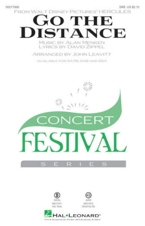 Go the Distance for mixed choir (SAB) and piano choral score