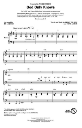 God only knows for mixed choir and piano choral score