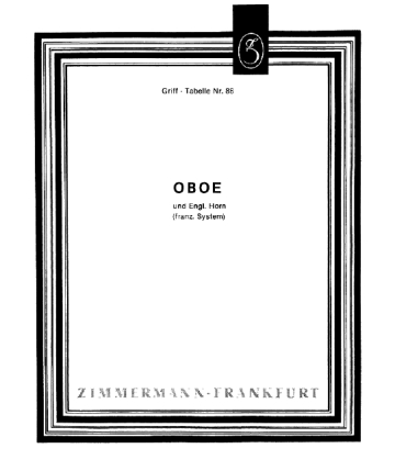 Grifftabelle f�r Oboe und Englischhorn (franz. System)