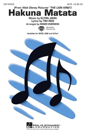 Hakuna Matata for mixed chorus and piano score (en)