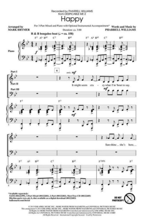 Happy for 3-part choir (SAB) and piano score