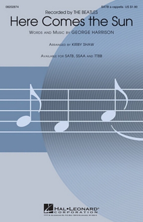 Here comes the sun for mixed choir a cappella choral score