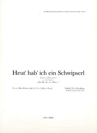 Heut hab ich ein Schwipserl f�r Gesang und Klavier