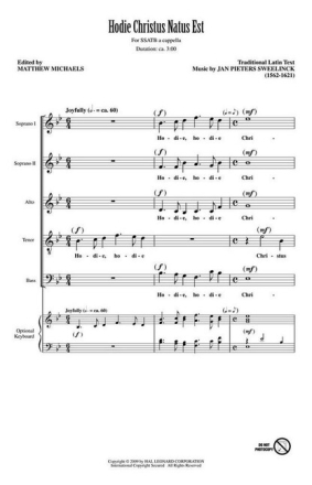 Hodie Christus natus est for mixed choir (SSATB) a cappella choral score (la)
