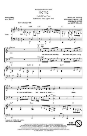 Home for mixed chorus (SATB) and piano