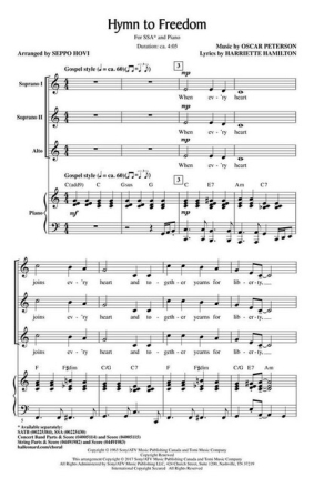 Hymn to Freedom for female choir (SSA) and piano choral score