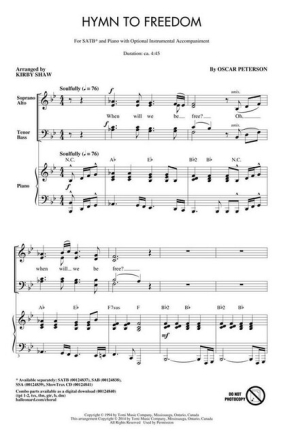 Hymn to Freedom for mixed choir and piano choral score