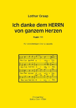 Ich danke dem Herrn von ganzem Herzen f�r gem Chor a cppella Partitur