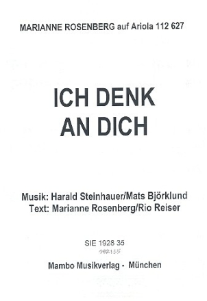 Ich denk an dich: Einzelausgabe Gesang und Klavier