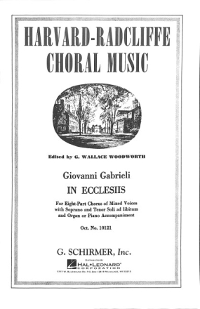 In ecclesiis for solo soprano, tenor and double chorus and organ vocal score (la)