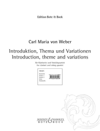 INTRODUKTION, THEMA UND VARIATIONEN f�r Klarinette und Streichquartett Stimmen