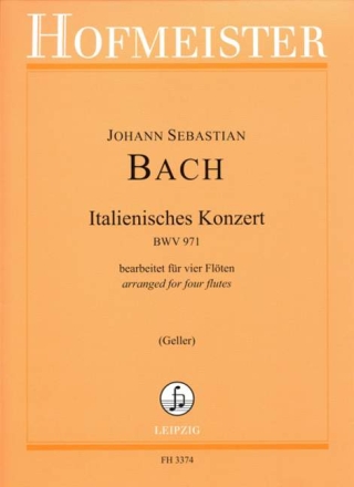 Italienisches Konzert BWV971 f�r 4 Fl�ten Partitur und Stimmen