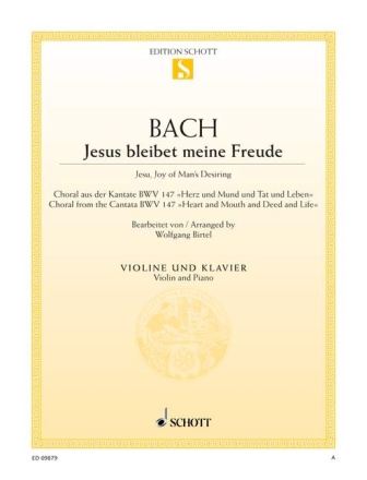 Jesus bleibet meine Freude BWV147 f�r Violine und Klavier