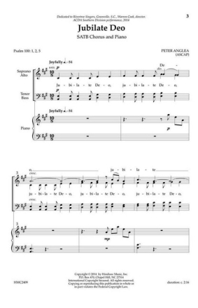 Jubilate Deo for mixed chorus and piano vocal score (la)