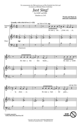 Just Sing! for mixed choir and piano choral score