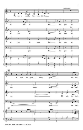Just the Way You are for mixed choir divisi and piano choral score