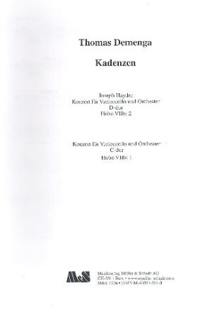 Kadenzen zu den Konzerten C-Dur Hob.VIIb:1 und D-Dur Hob.VIIb:2 f�r Violoncello und Orchester Violoncello