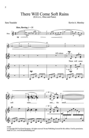 Kevin Memley, There Will Come Soft Rains SSAA Chorpartitur