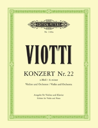 Konzert a-Moll Nr.22 f�r Violine und Orchester f�r Violine und Klavier