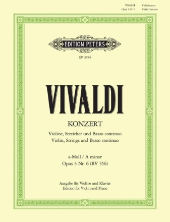 Konzert a-Moll op.3,6 RV356 f�r Violine und Streicher f�r Violine und Klavier
