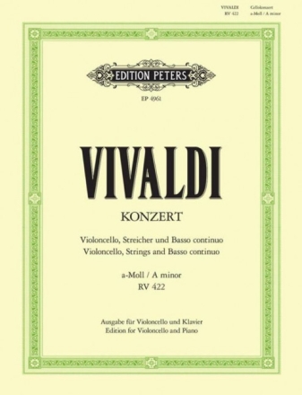 Konzert a-Moll RV422 f�r Violoncello und Orchester f�r Violoncello und Klavier