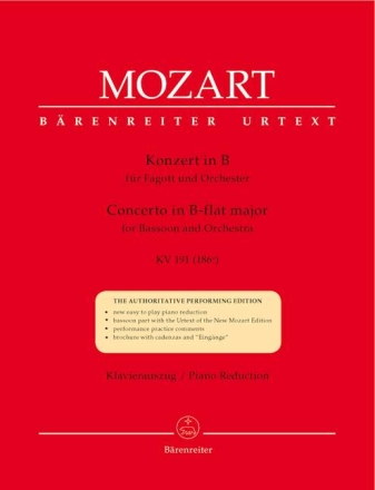 Konzert B-Dur KV191 f�r Fagott und Orchester f�r Fagott und Klavier