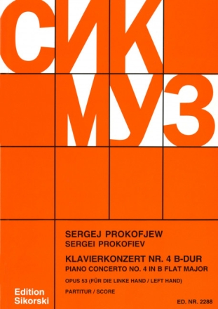 Konzert B-Dur Nr.4 op.53 f�r die linke Hand f�r Klavier und Orchester Studienpartitur