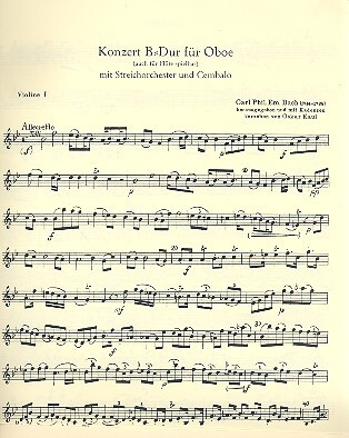 Konzert B-Dur Wq164 f�r Oboe, Streichorchester und Cembalo Stimmensatz (3-3-2-3)