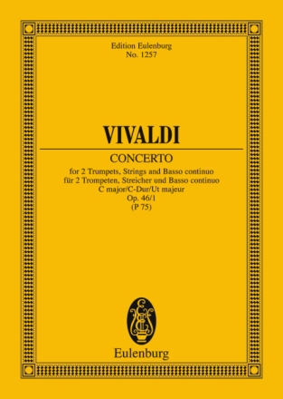 Konzert C-Dur op.46,1 f�r 2 Trompeten und Streichorchester Studienpartitur