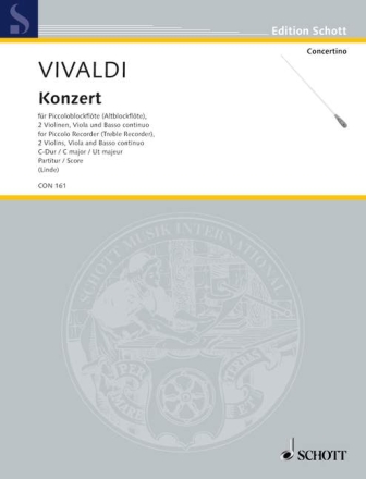 Konzert C-Dur RV443 f�r Piccolo-blockfl�te und Streicher Partitur (=Cembalo)