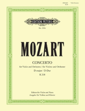 Konzert D-Dur KV218 f�r Violine und Orchester f�r Violine und Klavier