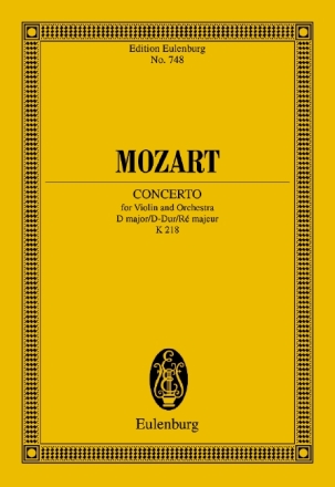 Konzert D-Dur KV218 f�r Violine und Orchester Studienpartitur