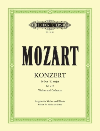 Konzert D-Dur Nr.4 KV218 f�r Violine und Orchester f�r Violine und Klavier