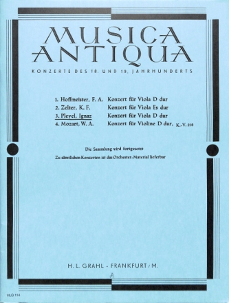Konzert D-Dur op.31 f�r Viola und Orchester Klavierauszug