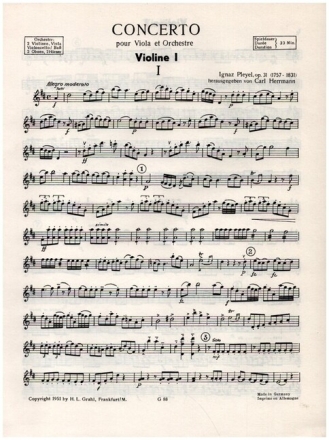 Konzert D-Dur op.31 f�r Viola und Orchester Stimmensatz (Harmonie und 3-3-2-2-1)