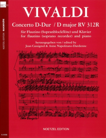 Konzert D-Dur RV312R f�r Violine und Streicher f�r Flautino (Sopranblockfl�te) und Klavier