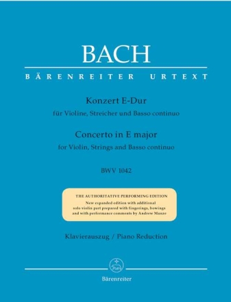 Konzert E-Dur BWV1042 f�r Violine, Streicher und Bc  f�r Violine und Klavier