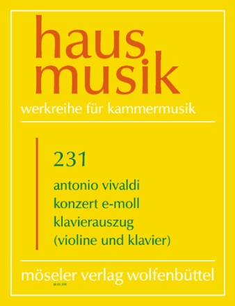 Konzert e-Moll f�r Violine, Streicher und Bc ( PV 109 ) Ausgabe f�r Violine und Klavier