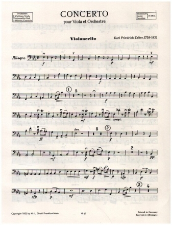 Konzert Es-Dur f�r Viola und Orchester Violoncello