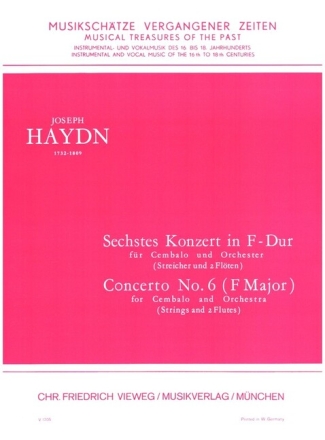 Konzert F-Dur Nr.6 f�r Cembalo und Orchester Partitur