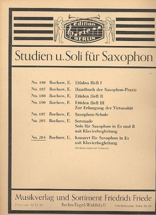 Konzert f�r Saxophon in Es und Orchester f�r Altsaxophon und Klavier