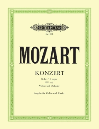 Konzert G-Dur KV216 f�r Violine und Orchester f�r Violine und Klavier