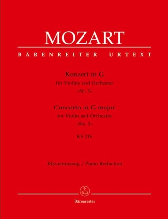 Konzert G-Dur KV216 f�r Violine und Orchester Klavierauszug