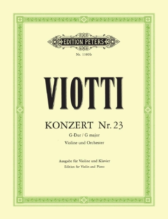 Konzert G-Dur Nr.23 f�r Violine und Orchester f�r Violine und Klavier