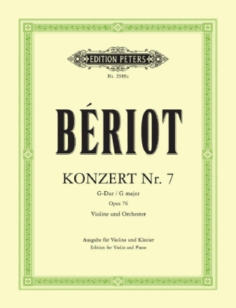 Konzert G-Dur Nr.7 op.76 f�r Violine und Orchester Klavierauszug mit Solostimme