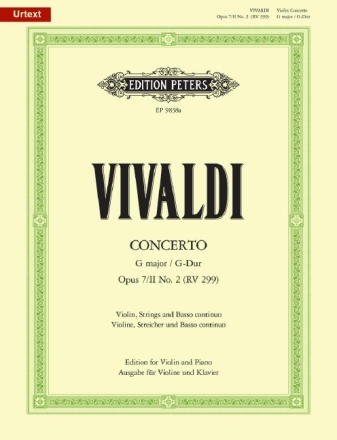 Konzert G-Dur op.7,2 RV299 f�r Violine und Orchester f�r Violine und Klavier