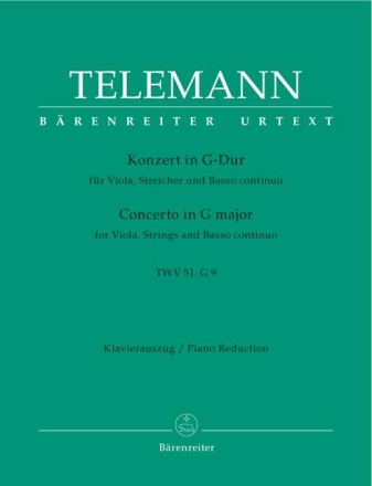 Konzert G-Dur TWV51:G9 f�r Viola und Streicher f�r Viola und Klavier