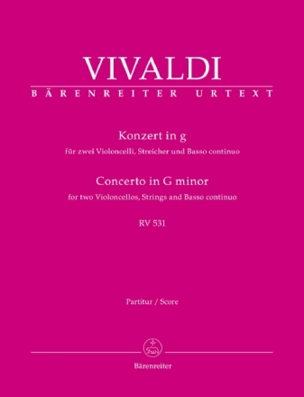 Konzert g-Moll RV531 f�r 2 Violoncelli, Streicher und Bc Partitur