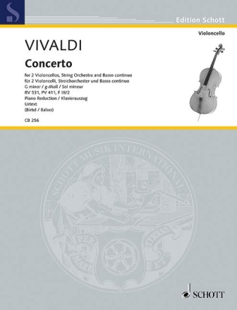 Konzert g-Moll RV531 f�r 2 Violoncelli, Streichorchester und Bc f�r 2 Violoncelli und Klavier (Stimmen)