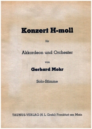 Konzert h-Moll f�r Akkordeon und Orchester f�r Akkordeon und Klavier